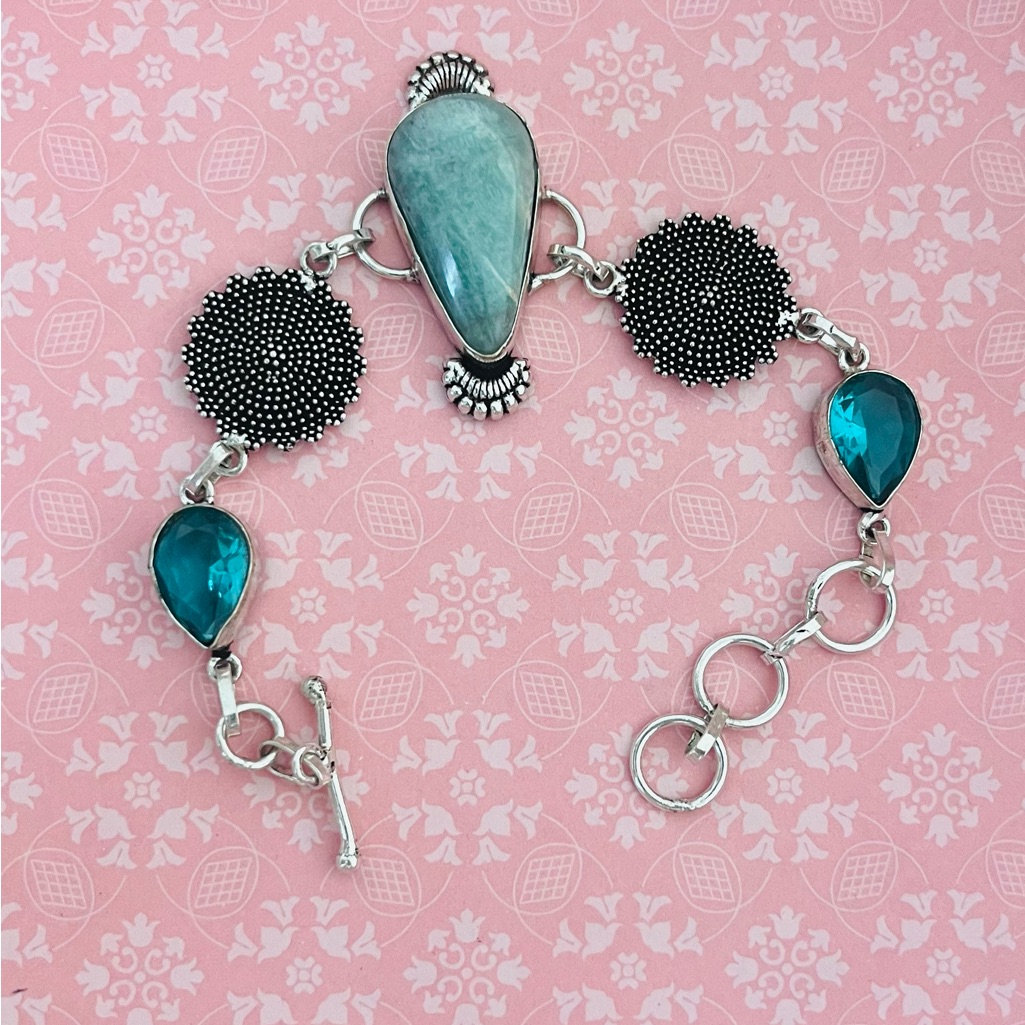 Elegant Sterling Silver .925 And Gemstone Bracelet
